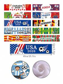 1面2026年世界杯10国世界杯足球赛手持加油旗，氛围装饰拍照道具，国旗加油道具，阿根廷、巴西和其他热门国家队涤纶旗，足球迷居家观赛必备，酒吧主题装饰 - A - 查看 2