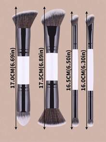 4pcs Professional Dual-Ended Makeup Brush Set - Includes Foundation Brush, Contour Brush, Blush Brush, Powder Brush, Eyeshadow Brush, Concealer Brush, Highlighter Brush, Mixing Brush. Soft Fiber Bristles, Portable For Travel, Great Gift For Women And Girls. Makeup Brush Set, Makeup Brush Tool Kit, Makeup Brush Set, Complete Makeup Tool Set, Makeup Brush Set, Full Makeup Tool Kit, Brush Set, Makeup Brush Gift Set, Set,Giveaways,Professional Makeup Brushes,Complete Makeup Set - Black and White - View 7