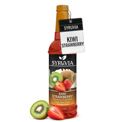 Syruvia Kiwi Strawberry Flavored Syrup - 25.4 Fl Oz Premium Flavoring Syrup - Kosher, Gluten Free, Perfect For Drinks, Soda, Shakes, Cocktails, Desserts And More.