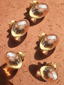 5 tay nắm ngăn kéo hình trứng chim bồ câu trong suốt, thích hợp cho tủ, tủ quần áo, bàn trang điểm, phòng trẻ em, tủ giày, bàn trang điểm, bao gồm ốc vít. - Nhiều màu - Xem 2