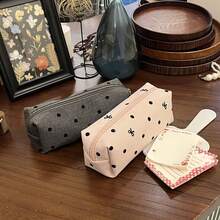 1pc Fashionable Polka Dot Bow Pencil Case. High-Quality Japanese-Style Student Stationery Bag With Excellent Appearance And Portable Design. Although It Is A Compact Size, It Can Also Be Used As A Large-Capacity, Neatly Organized Mini Cosmetic Bag. An Excellent Gift Choice For Student Vacation Exchanges. - Single Piece - View 13