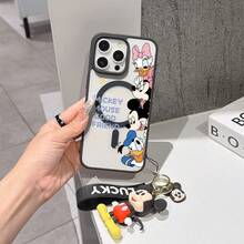 This Disney Mickey Mouse Pattern Lanyard Phone Case Features A Strong Magnetic Closure And Full Coverage Of Acrylic And TPU Material. It's Shockproof, Lightweight, And Suitable For IPhone17/16/11/13/15/15 Plus/15 Pro/15 Pro Max/12/14 Pro Max/11 Pro Max/12 Pro/12 Pro Max/13. It's A Popular Birthday Gift, Business Gift, Durable, Stain-Resistant, And Fingerprint-Resistant New Phone Case For Men And Women. It Also Includes A Mickey Mouse Phone Case And Mickey Mouse Doll Bracelet. Compatible With SamsungGalaxy S20, S21, S22, S23, And S24 Series. It's The Perfect Gift For Friends And Family. This Stylish Phone Case Is Fun, Lightweight, And Durable. IPhone17 Pro Max Phone Case, Minnie Phone Case. - 無色 - 查看 5