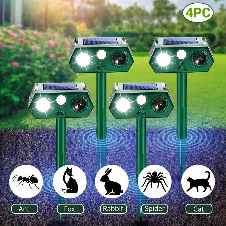 2/1-Piece Solar-Powered Outdoor Animal Repeller, Solar-Powered, Cat Repeller, Deer Repeller, Ultrasonic Device For Repelling Squirrels, Raccoons, Skunks, Dogs And Birds, Suitable For Gardens And Yards - 綠色-大功率35-50HZ - 查看 1