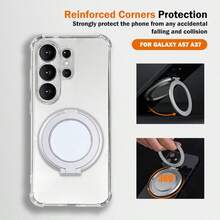 奢华透明手机壳，内置360°旋转指环支架，兼容三星Galaxy S26 Ultra S26+ S26 S25 S24 S23 S22 S21 A55 A54 A53 A52 A37 A36 A35 A34 A26 A25 A17 A16 A15 A14 - 無色 - 查看 3