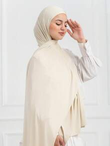 2pcs Muslim Hijab Set:1pc Jersey Hijab And 1pc Undercap Package, Perfectly Color-Coordinated, Soft And Comfortable Fabric, Suitable For All Seasons And Various Occasions. - Beige - View 6