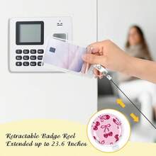 1 chiếc kẹp thẻ ID màu hồng dễ thương, cuộn dây đeo thẻ y tá có thể thu gọn kèm móc khóa bền chắc, móc treo cổ tay áo, giá đỡ thẻ phù hợp cho y tá, trợ lý y tế, giáo viên, nhân viên, người đi du lịch, quà tặng văn phòng dịp lễ - Phong cách ngọt ngào - Xem 6