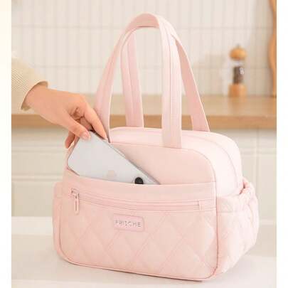 1 túi đựng cơm trưa cách nhiệt dung tích lớn, trọng lượng nhẹ, nhiều ngăn với hai túi bên hông, hoàn hảo để giữ lạnh thức ăn, thiết kế chần hình thoi, kiểu dáng tươi mới, phù hợp cho học sinh, giáo viên, người lớn, nhân viên văn phòng, chống thấm nước và chống rò rỉ, túi xách tái sử dụng, tuyệt vời cho trường học, văn phòng, hoạt động ngoài trời, giữ cho thức ăn luôn tươi ngon, vật dụng cần thiết cho mùa tựu trường.