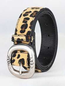 新款时尚休闲奢华女士腰带 Y2K 豹纹 PU 皮革腰带，配金属针扣 - 百搭牛仔裤、连衣裙及休闲服饰 - 豹紋 - 查看 2