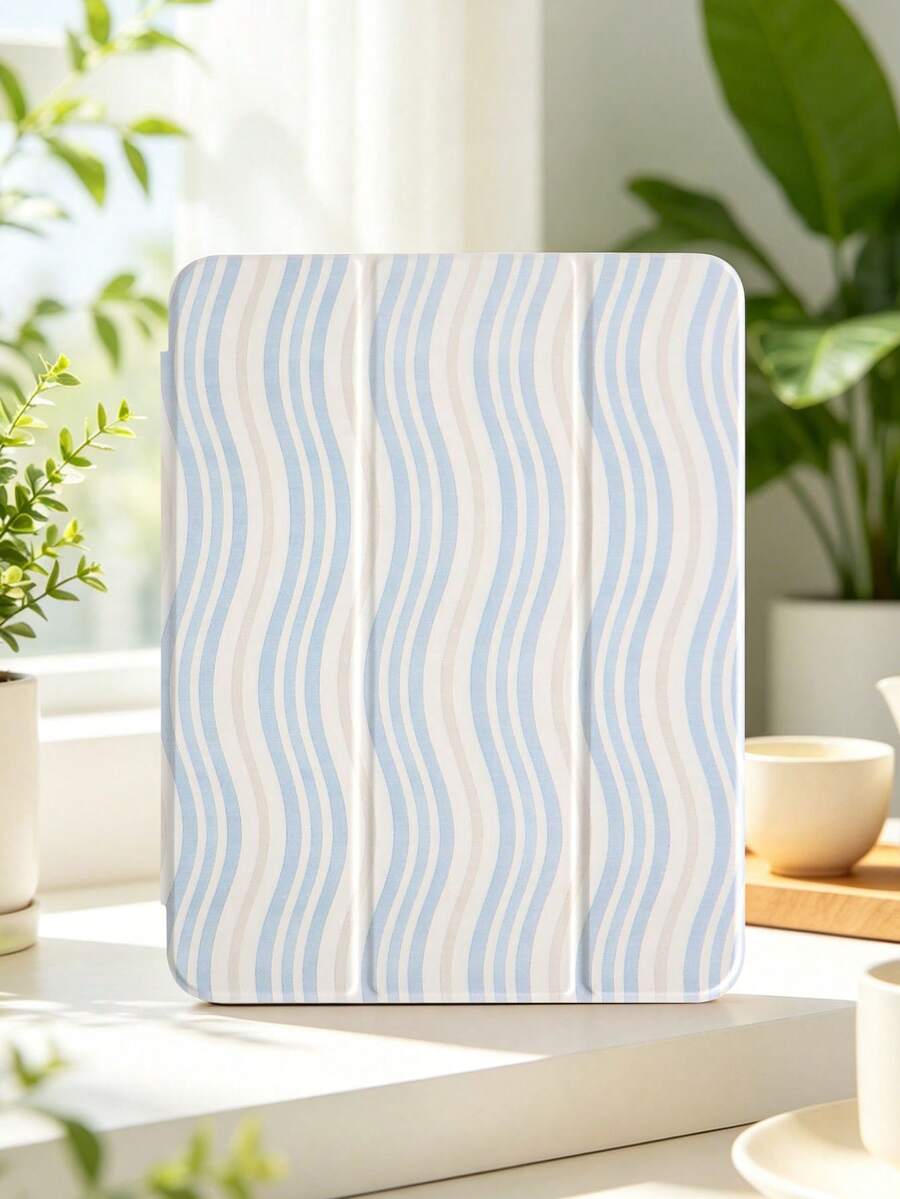 1 chiếc ốp lưng máy tính bảng phẳng, màu xanh nhạt, họa tiết sóng, tương thích với iPad Mini4/Mini5/Mini6/Mini7/Air/Air2/9.7/10.2/10.5/Air4/Air5/10.9/Pro 11-Inch/Thế hệ thứ 10/ Air 11-In.(M2)-2024/ Pro11-In.(M4)-2024/Air 11-Inch (M3) 2025/ (A16) 11 Inch Thế hệ thứ 11 2025/ Air 8(M4)2026(11-Inch), Galaxy Tab A8 10.5 Inch 2022. Không bao gồm bút cảm ứng, có khe cắm bút cảm ứng tích hợp, chân đế gập 3 lần, viền TPU mềm chống rơi vỡ và chống mài mòn, chức năng ngủ/thức từ tính, ốp lưng máy tính bảng gập tối giản/sáng tạo/vui nhộn/cá nhân hóa. - Nhiều màu - Xem 1