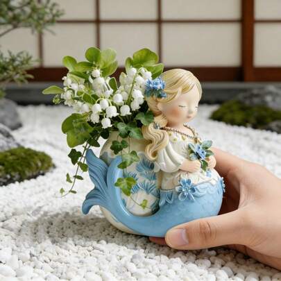 美人鱼身体花瓶硅胶模具，DIY家居装饰树脂浇铸模具，石膏工艺品，多肉植物花盆和化妆刷架，柔软不粘硅胶手工模具