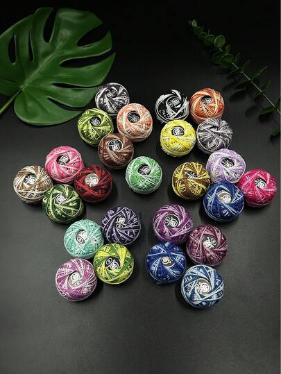 16 Colors/Mixed, 1 Box Cross Stitch Embroidery Floss (8# Lace Thread/Micro-Hook Knitting Yarn), Random Colors