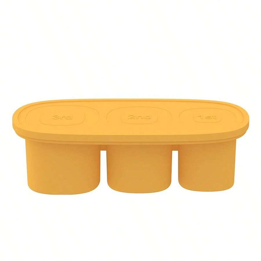 3-Cavity Silicone Hollow Cylinder Ice Mold Yellow Frozen Mold For Tumblers Beverage Cooling Tool (No Outer Box) - 黃色 - 查看 1