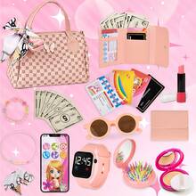 女孩公主钱包玩具套装 | 包括玩具化妆品、手提包、玩具手机、手表和围巾 | 适合3/4/5/6岁以上女孩的完美生日礼物 - 彩色 - 查看 1