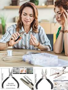 Bộ 2 kìm thép carbon, dụng cụ làm trang sức, kìm đầu lõm/đầu tròn, kìm uốn vòng kim loại và dây, kìm rổ thép carbon cao cấp với 2 vòng điều chỉnh 9mm, dụng cụ quấn chuyên nghiệp, thích hợp cho làm khuyên tai, nhẫn, vòng cổ và trang sức (thiết kế đa chức năng), bộ dụng cụ làm trang sức. - A - Xem 9