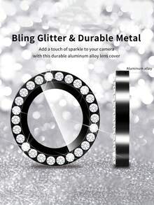 Alloy Black Glitter Rhinestone 3pcs Camera Lens Protector Compatible With Iphone 17/16 PRO MAX/16PRO/16 Plus /15 PRO MAX/15 PRO/14 PRO MAX/14 PRO/13 PRO MAX/13 PRO/12 PRO MAX/12 PRO, AR+AF Tempered Glass, 9H Scratch-Resistant Metal Single Lens Cover, HD Clear Camera Accessories, Compatible With Phone Cases Black, Mother's Day Gift - Black - View 4