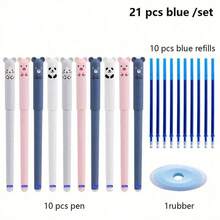 21支/套 可擦泰迪熊动物主题圆珠笔，易擦黑色和蓝色墨水，动物文具，返校必备办公用品 - Sets - 查看 11