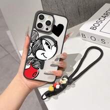 This Disney Mickey Mouse Pattern Lanyard Phone Case Features A Strong Magnetic Closure And Full Coverage Of Acrylic And TPU Material. It's Shockproof, Lightweight, And Suitable For IPhone17/16/11/13/15/15 Plus/15 Pro/15 Pro Max/12/14 Pro Max/11 Pro Max/12 Pro/12 Pro Max/13. It's A Popular Birthday Gift, Business Gift, Durable, Stain-Resistant, And Fingerprint-Resistant New Phone Case For Men And Women. It Also Includes A Mickey Mouse Phone Case And Mickey Mouse Doll Bracelet. Compatible With SamsungGalaxy S20, S21, S22, S23, And S24 Series. It's The Perfect Gift For Friends And Family. This Stylish Phone Case Is Fun, Lightweight, And Durable. IPhone17 Pro Max Phone Case, Minnie Phone Case. - Hồng - Xem 5