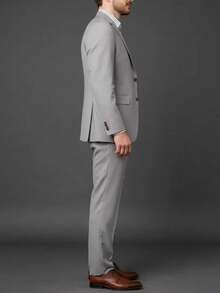 Men's Microfiber Gabardine Tailored Suit, High Quality - Màu Xám nhạt - Xem 9