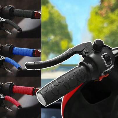 4pcs Motorcycle Universal Rubber Handlebar Grips, Anti-Slip Anti-Sweat , Suitable For Off-Road Riding, Comfortable Anti-Slip Improve Control, Wear-Resistant Anti-Aging, Motorcycle Driving Handlebar Accessories, Off-Road Riding Handlebar