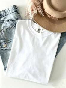 OVERSIZED-Women's 100% Cotton T-Shirt-Available In Multiple Colors,Suitable For Sports And Casual Wear-Summer Clothing-Summer Must Have-Women's Gift - 白色 - 查看 3