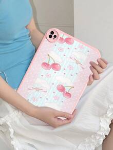 1个可爱樱花波点蕾丝风格防震平板电脑保护套，适用于华为MatePad 10.4英寸，内置360度加厚防摔皮革10.2英寸平板电脑保护套 - 彩色 - 查看 2