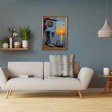 1件装海滩小屋数字油画手工丙烯数字油画创意爱好DIY套装，适合成人，艺术和手工艺家居装饰，现代风格 - 套裝 - 查看 3