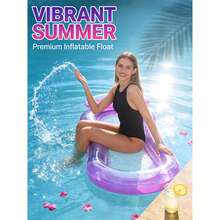 1pc Inflatable Hammock With Net, Foldable Dual-Use Backrest Floating Lounger, Water Recreation Recliner Float, Adult Summer Swimming Pool And Beach Floating Party Accessory, Perfect Summer Gift - Multicolor - View 8
