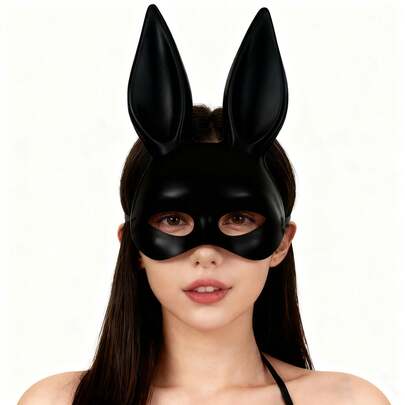 Seksowna maska króliczka z długimi uszami, maska królika na pół twarzy na imprezę balową na Halloween, kostium cosplay