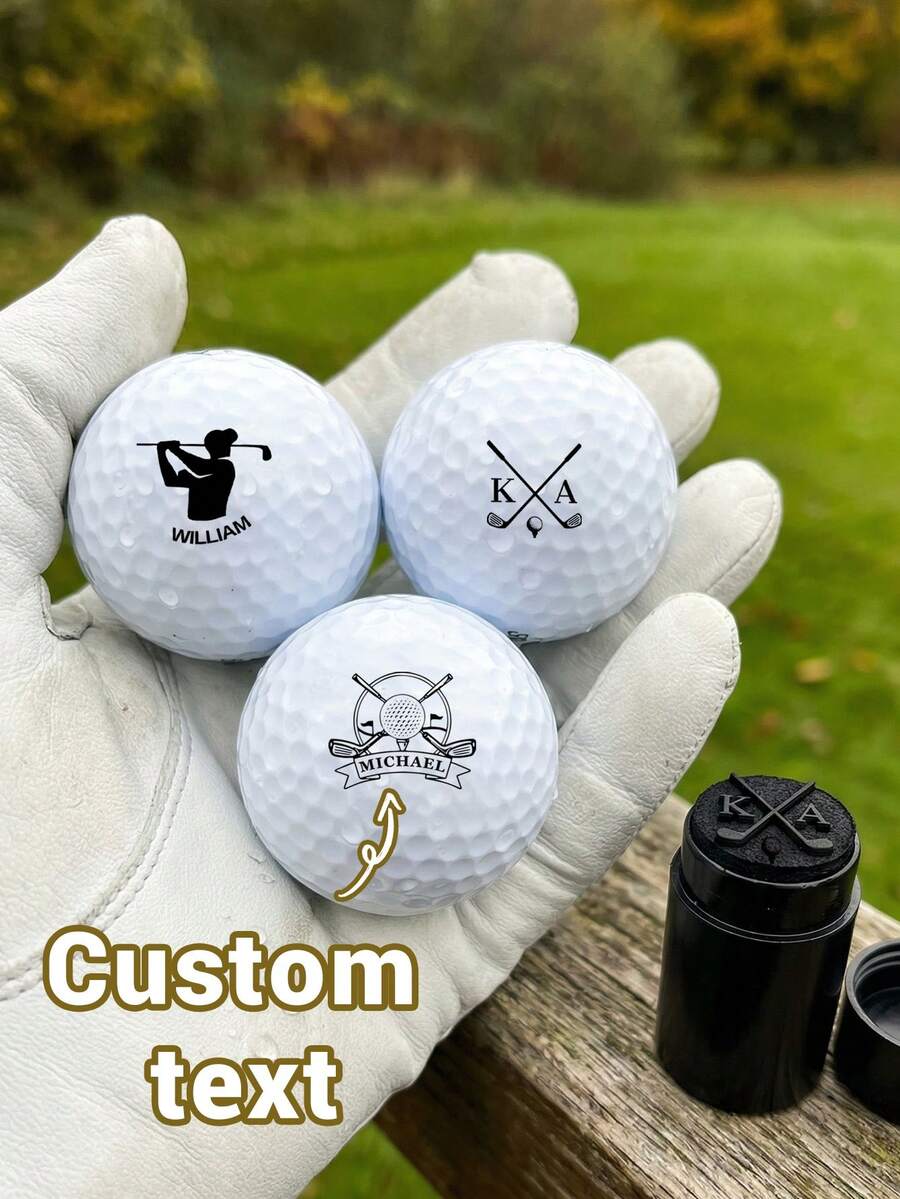 1/2/5pcs Customizable Golf Ball Stamp, Personalized Auto-Ink Golf Ball Stamp, Customized Single Letter Golf Ball Marker Gift, Customizable Name Golf Ball Stamp, Size 5.3x1.9cm, 5 Styles, Waterproof, ABS Material, Perfect Gift For Golfers, Unisex Golf Accessories - Style a - View 1