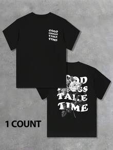 Camiseta estampada de corte holgado - Negro - Ver 2