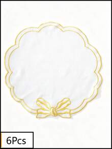 1/2/4/6/12pcs Wavy Lace Embroidered Napkins, Solid Color Bow Tie Placemats, Fresh Minimalist Style For Kitchen, Dining Table, Water Cup, Bowl, Plate Non-Slip Pads, Suitable For Holidays, Parties, Birthdays, Weddings, Banquets, Office Desks, Coffee Tables, Home Decor, All Seasons Photography Backdrop - Yellow - View 13