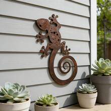 1 pieza Figura decorativa de lagarto de metal oxidado, adecuada para decoración vintage de campo, jardín al aire interior. La estructura de metal resistente la convierte en un regalo ideal de decoración del hogar, apta para uso en la terraza - A - Ver 8