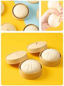 1pc Colorful Dumpling Shaped Stress Ball Toy, Squeeze Dough Ball Pressure Relief Hand Toy, Steamer Bread Stretch Desktop Toy, Christmas Gift - A - View 8