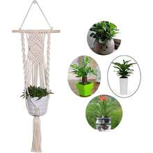 Vaso de Flor Estilo Boêmio Montado na Parede, Vaso Suspenso de Corda, Adequado para Decoração Interna de Jardim, Varanda e Casa - Bege - Visão 10