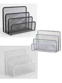 Multifunctional Metal Mesh Desktop Organizer With Bookshelf, Space-Saving Freestanding Storage Rack, Stationery Holder, File Organizer, Suitable For Home Office, Teachers And Artists, Compact Vertical Storage Design, Ideal For Home And Office Decor - Multicolor - View 11