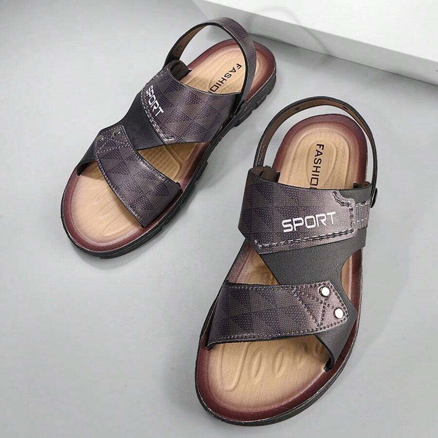 Plus Size Men's Casual Dual-Use Slippers, Outdoor Sports Non-Slip Soft Sole, Open Toe Beach Sandals - Black - View 1