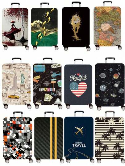 1pc Luggage Cover Suitcase Protective Sleeve, Multiple Sizes Available. Made Of Polyester Fiber, Scratch-Resistant & Wear-Resistant, Unisex. Ideal For Business Trips And Summer Vacations. Easy To Hand Wash And Detachable, A Must-Have Trave