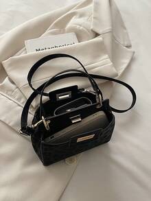 2024 Neue elegante Damen Umhängetasche, minimalistisches Design, vielseitiger Pendler-Chic Schultertasche, leichte Lässig Handtasche - Schwarz - Übersicht 4