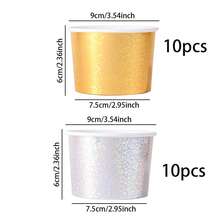 1. Holographic Silver Glitter Ice Cream Cups, 10pcs/20pcs/40pcs Set, 3oz Leak-Proof Disposable Dessert Bowls Suitable For Hot Or Cold Food, Birthday, Wedding, Party Supplies, Bridal Shower, Desserts, Popcorn, Yogurt And Party Favors - View 13