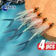 4 piezas Juego de señuelos de pesca con mosca hechos a mano, surtido de moscas para trucha con caja de almacenamiento - Multicolor - Ver 3