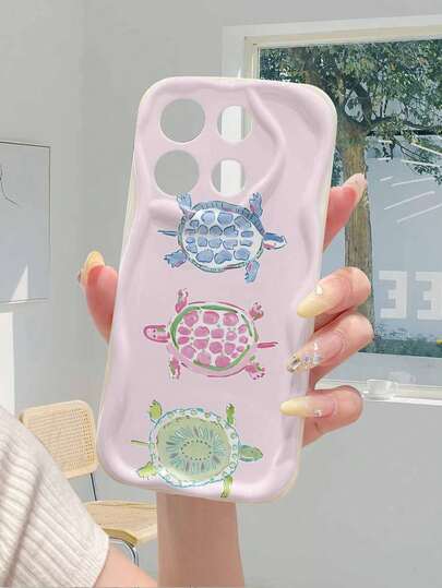 1 chiếc ốp lưng điện thoại tối giản bằng chất liệu TPU màu trắng kem với hình 3 con rùa biển, vỏ bảo vệ dày chống trượt, tương thích với iPhone, Honor.