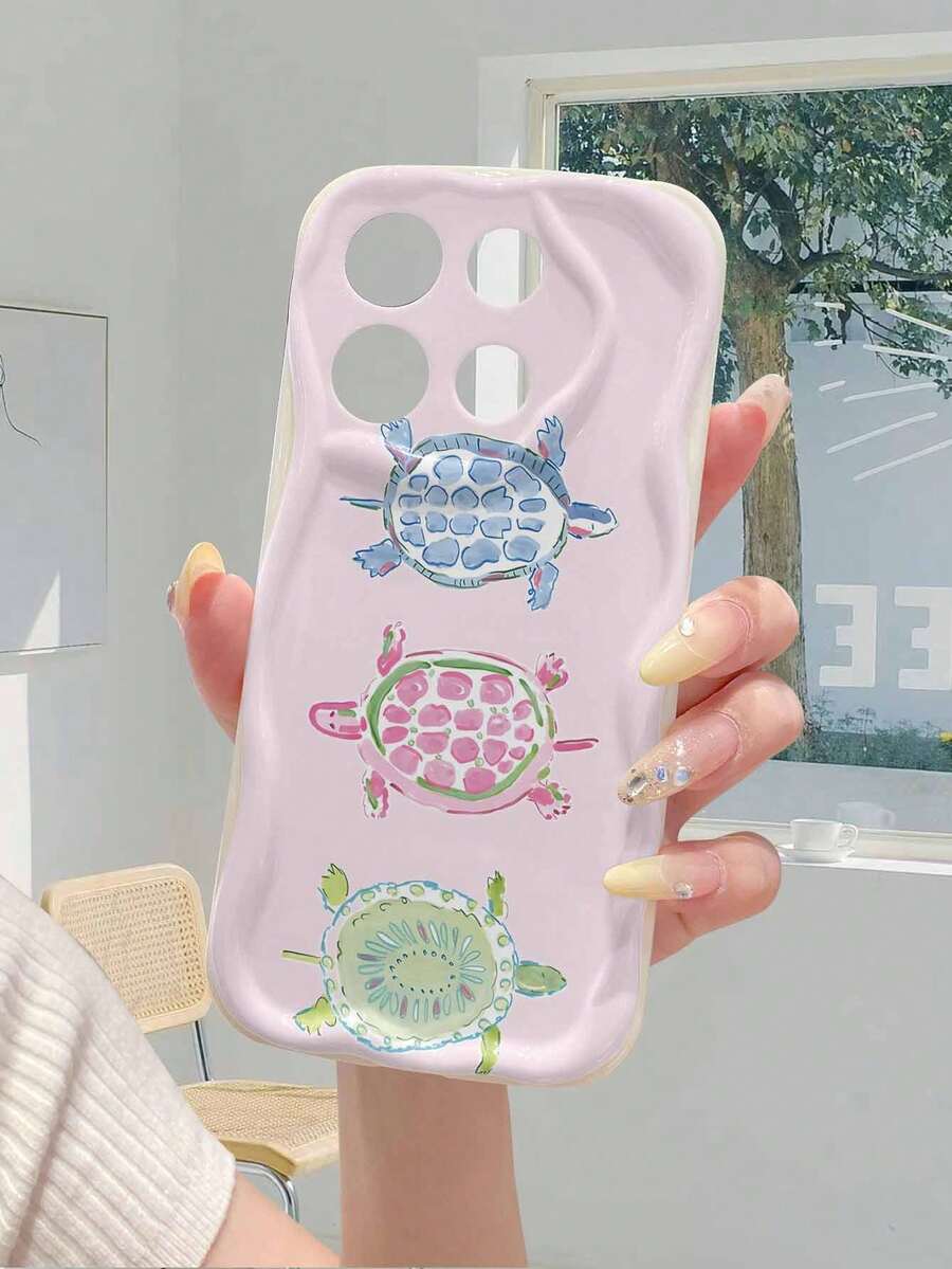 1个极简主义TPU材质白色奶油纹理手机壳，带有3只海龟图案，加厚防滑保护套，兼容、荣耀等手机。 - 米色 - 查看 1