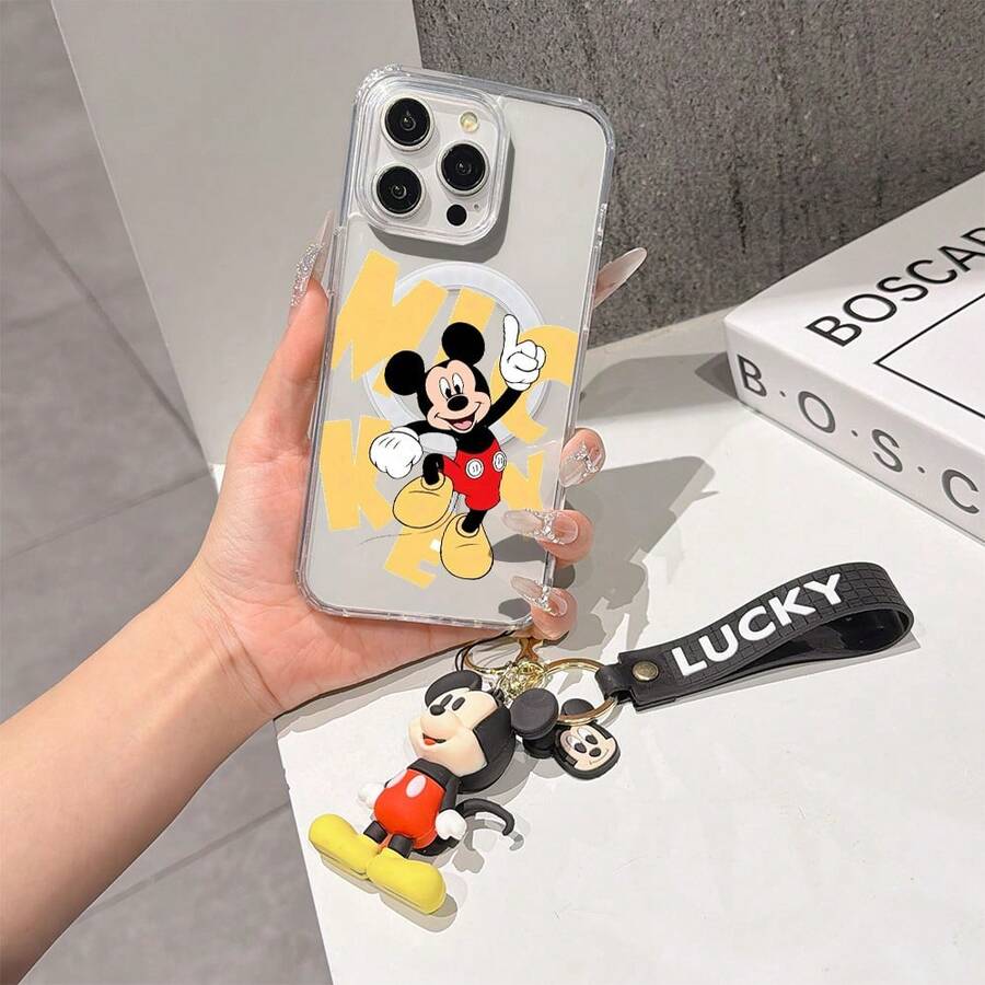 This Disney Mickey Mouse Pattern Lanyard Phone Case Features A Strong Magnetic Closure And Full Coverage Of Acrylic And TPU Material. It's Shockproof, Lightweight, And Suitable For IPhone17/16/11/13/15/15 Plus/15 Pro/15 Pro Max/12/14 Pro Max/11 Pro Max/12 Pro/12 Pro Max/13. It's A Popular Birthday Gift, Business Gift, Durable, Stain-Resistant, And Fingerprint-Resistant New Phone Case For Men And Women. It Also Includes A Mickey Mouse Phone Case And Mickey Mouse Doll Bracelet. Compatible With SamsungGalaxy S20, S21, S22, S23, And S24 Series. It's The Perfect Gift For Friends And Family. This Stylish Phone Case Is Fun, Lightweight, And Durable. IPhone17 Pro Max Phone Case, Minnie Phone Case. - Clear - View 1