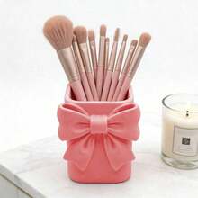 1 cutie de depozitare pentru unghii cu papion, recipient organizator de birou drăguț pentru pensule de machiaj și instrumente de unghii, cu decor adorabil cu papion - Multicolor - Vizualizare 3