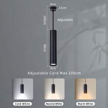 CANMEIJIA 现代简约北欧风格吊灯，黑色铝制吊灯，GU10灯座，含1个灯泡，冷白光/中性白光/暖白光可选，吊灯高度可调节，适用于卧室、客厅、厨房、吧台、餐厅、岛台等场所。 - GU10吊燈 - 查看 17