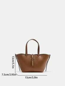 Bolso de mano tipo cesta mini, bolso de hombro/bandolera versátil, elegante y sencillo, adecuado para ir al trabajo, ir de compras, citas y salidas casuales - Marrón - Ver 3