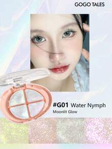 GOGO TALES Palet Eyeshadow Pearl Gloss 4 Warna, Highlighter Pearl Gloss, Tahan Lama dan Anti Luntur, Palet Mini Portabel, Cocok Untuk Pemula GOGOTALES - #G01 Cahaya Bulan - View 6