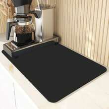 1-Pack Coffee Mat - Hides Stains, Strong Absorbency, Rubber Bottom, Quick-Drying, Suitable For Kitchen Countertops, Coffee Bars, Coffee Machines, Coffee Makers, Espresso Machines, Etc., Can Be Used As A Dish Drying Mat. Coffee Pattern Dish Drying Mat, Super Absorbent Drying Mat. Waterproof And Non-Slip Placemat, Kitchen Supplies. - Black - View 7