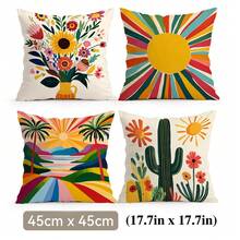 4er Set Kaktus Design Kissenbezüge - 1 Stück Pfirsich Samt Zierkissenbezug 45cm*45cm - Verschiedenfarbig - Übersicht 15