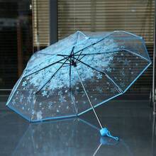 3-Fold Transparent Sakura Flower Umbrella, Windproof And Rainproof, Lightweight Foldable Umbrella, Cute Japanese Style Sakura Flower Umbrella Suitable For Travel, Wedding, And Daily Commute - Multicolor - View 13
